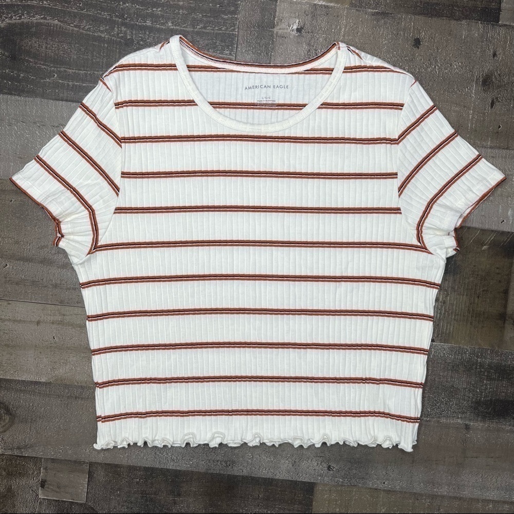 American Eagle Ribbed Crop Shirt size Large